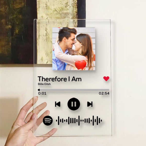 Spotify Acrylic Glass Personalised Spotify Song Poster Plaque Scannable Spotify Code Personalized Music Art (4.7IN X 6.3IN)