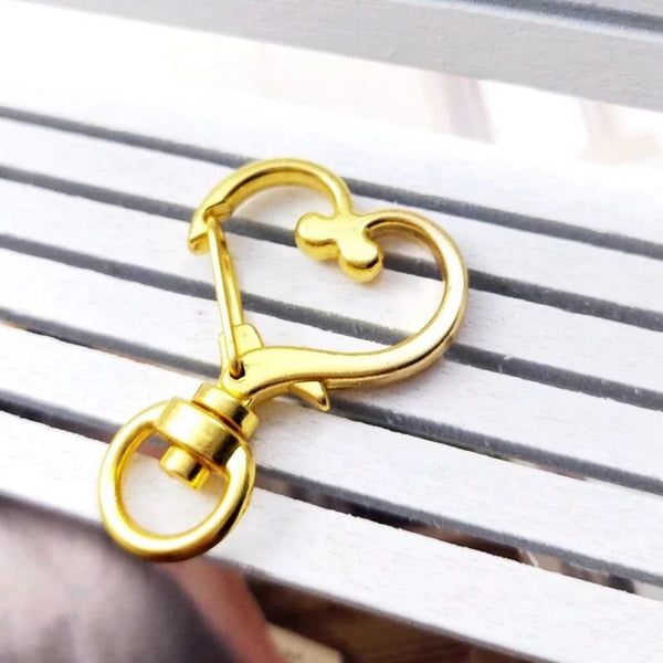 Heart-Shaped Swivel Snap Hook Keychain Metal Spring Snap Keychain Hook Lobster Clasp Key Ring - mymoonlampau