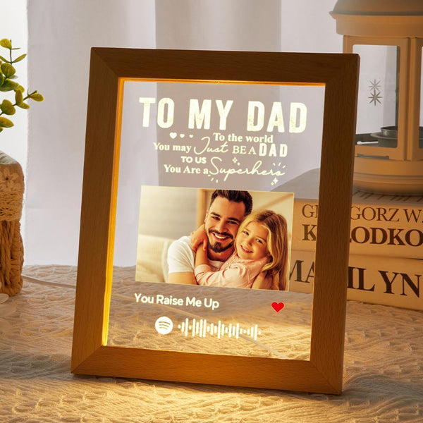 Father's Day Gifts Personalised Spotify Photo Engraved Photo Frame LED Night Lamp Best Dad Ever